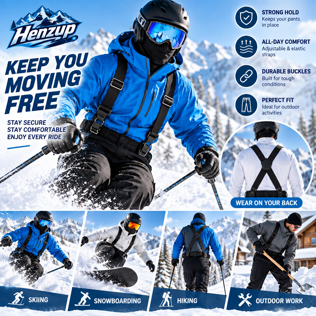 HENZUP Adjustable Snow Pants Suspenders