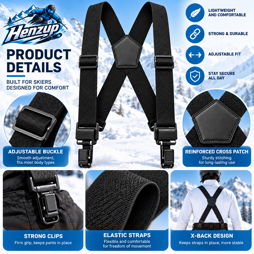 HENZUP Adjustable Snow Pants Suspenders