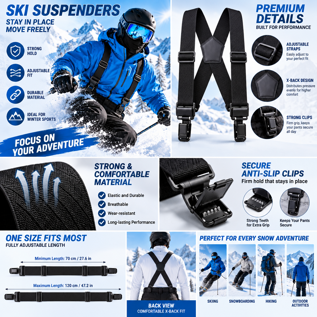 HENZUP Adjustable Snow Pants Suspenders