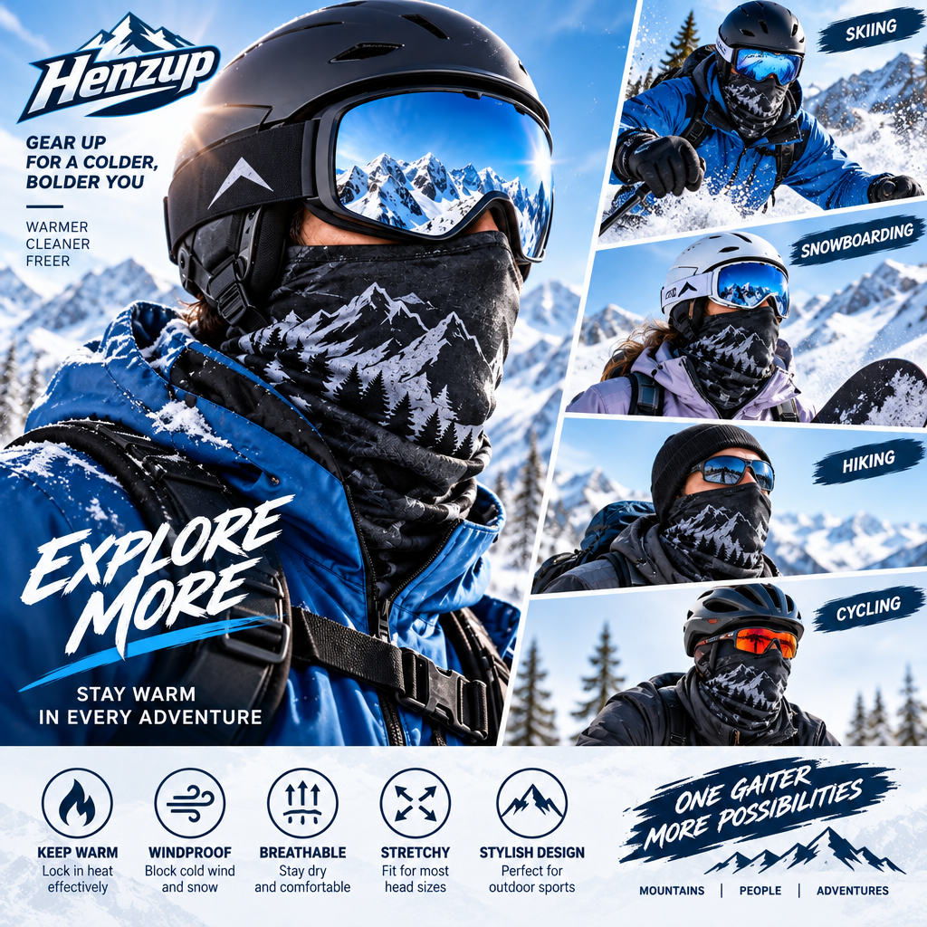 HENZUP Mountain Print Neck Gaiter