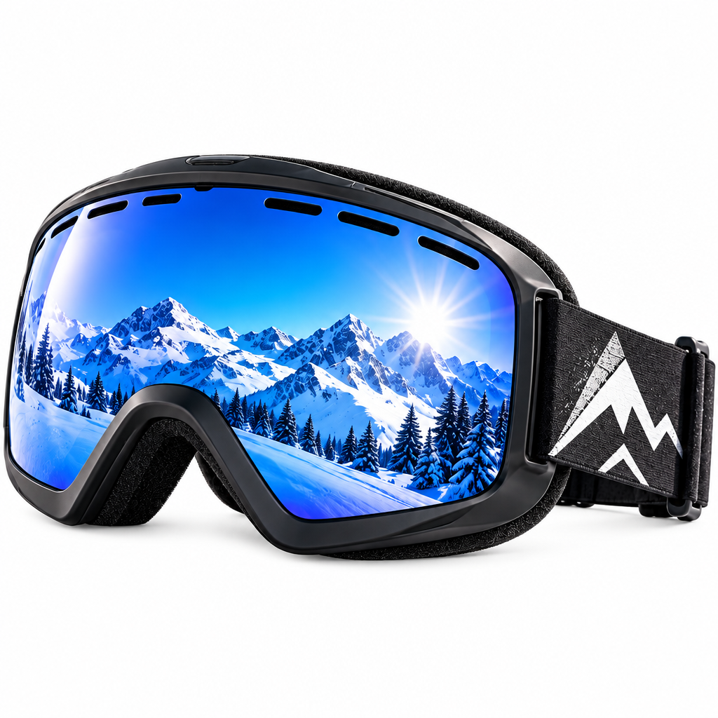 HENZUP Blue Mirror Ski Goggles