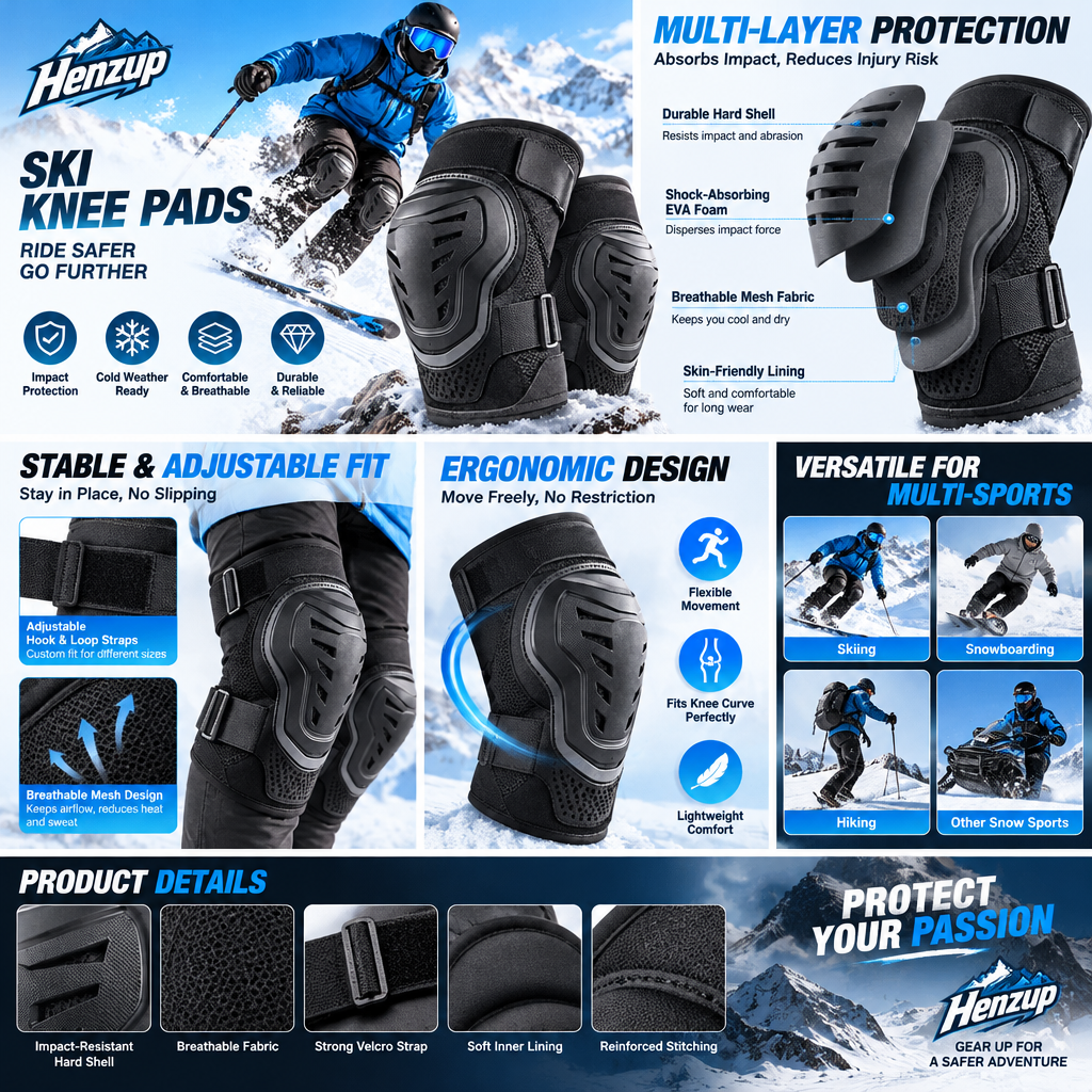 HENZUP Snow Sports Knee Pad Set