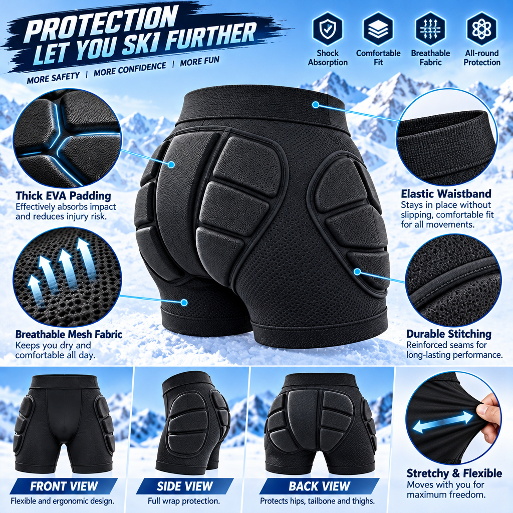 HENZUP Padded Snowboard Impact Shorts