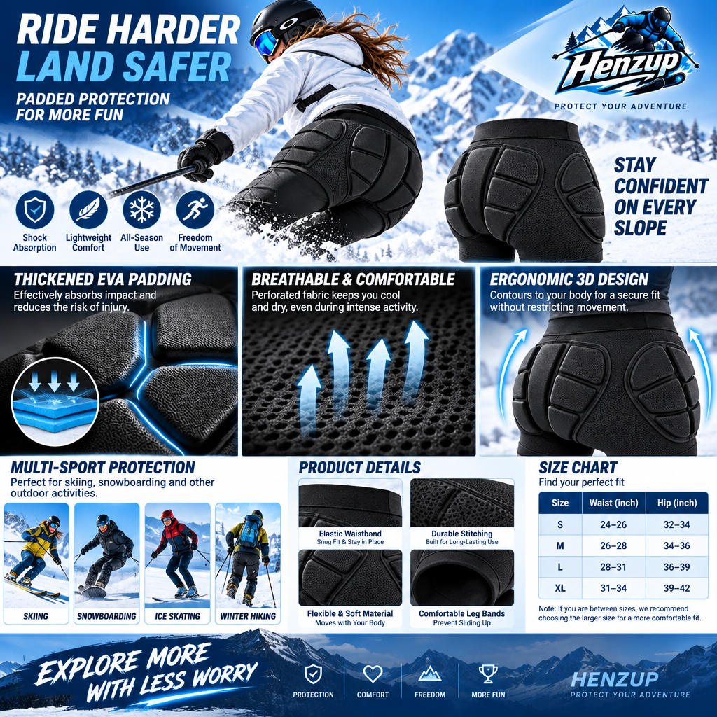 HENZUP Padded Snowboard Impact Shorts