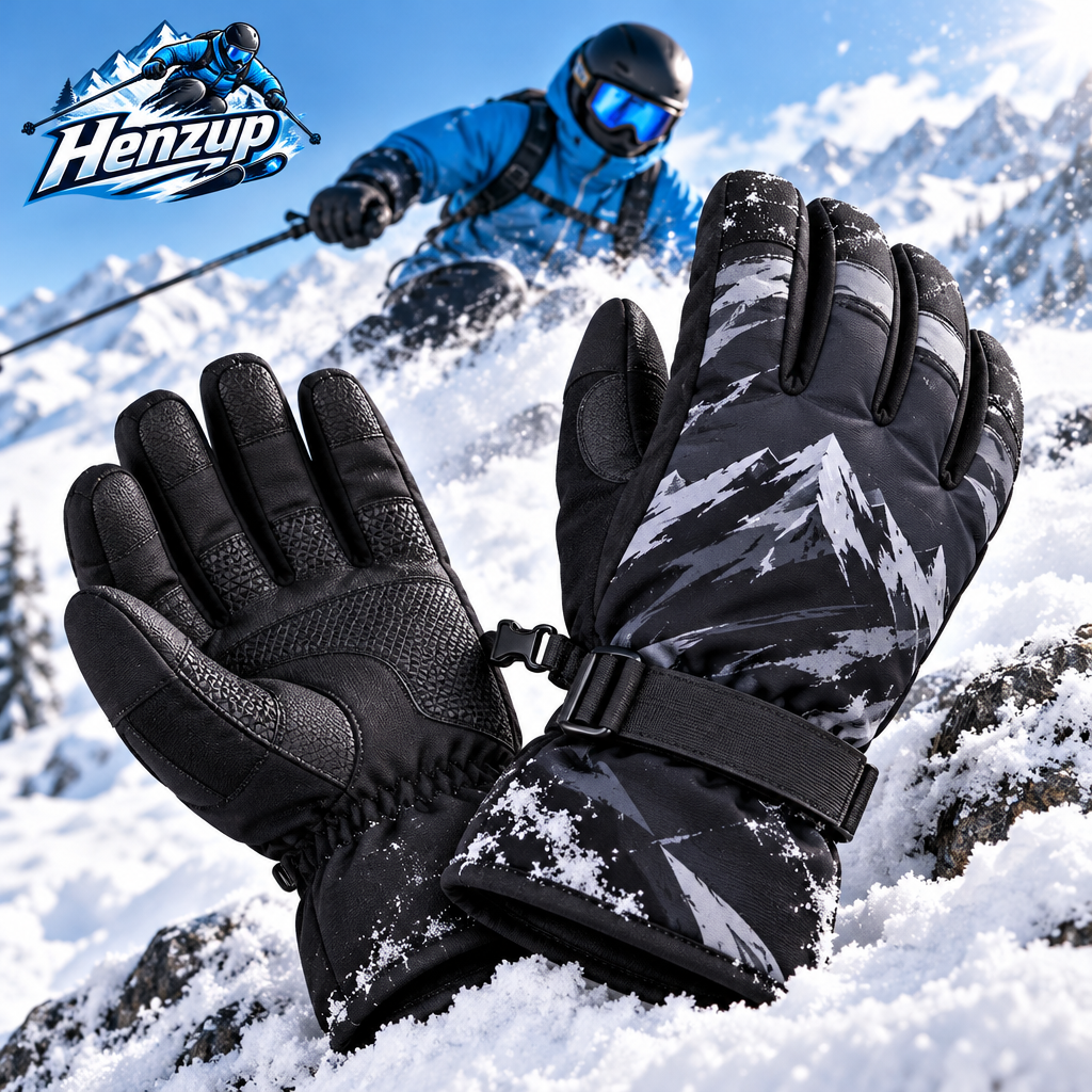 HENZUP Mountain Print Ski Gloves