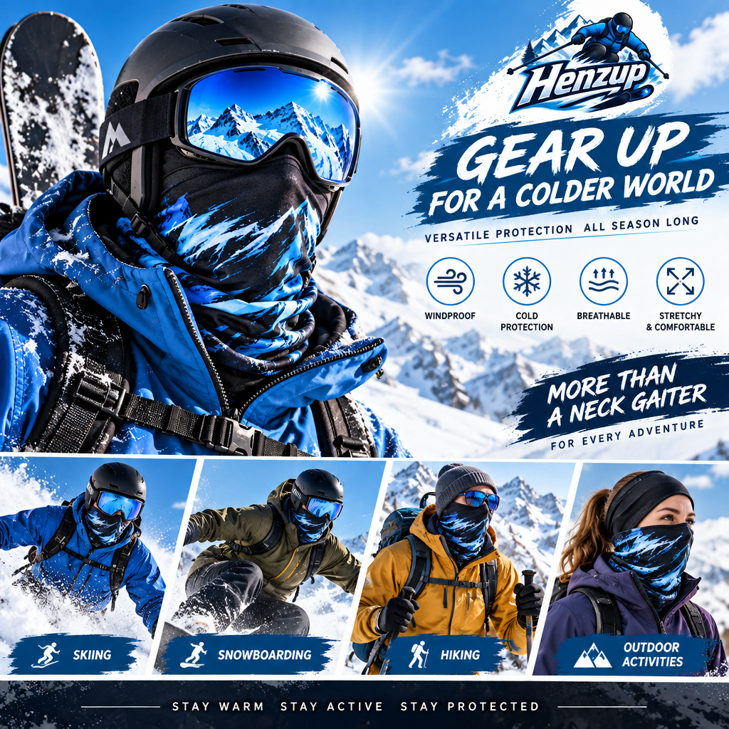 HENZUP Blue Mountain Print Neck Gaiter