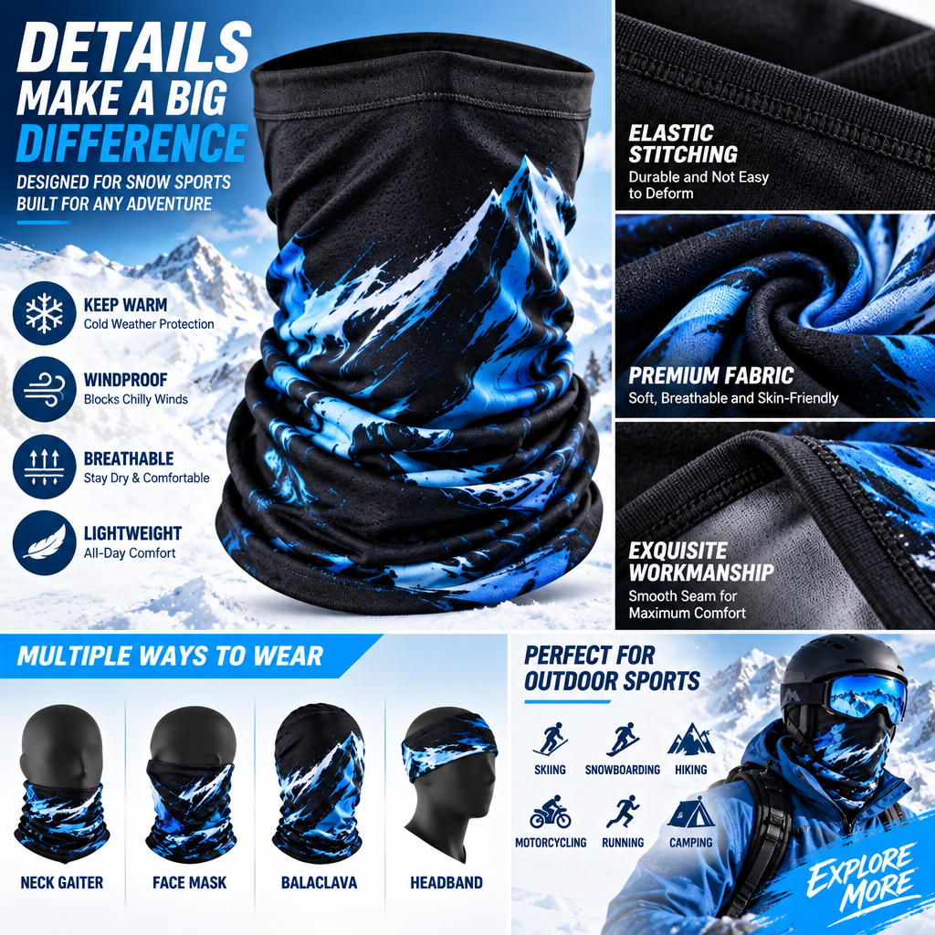 HENZUP Blue Mountain Print Neck Gaiter