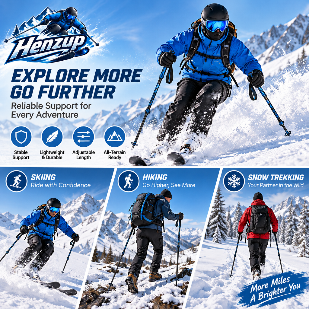 HENZUP Adjustable Ski Pole Pair